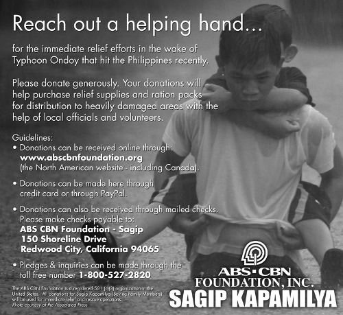 Please donate to the typhoon Ondoy relief effort.